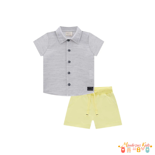 Conjunto de camisa e bermuda sarja Luc.boo
