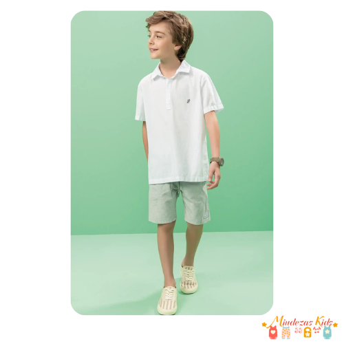 Conjunto camisa e bermuda sarja Luc.boo