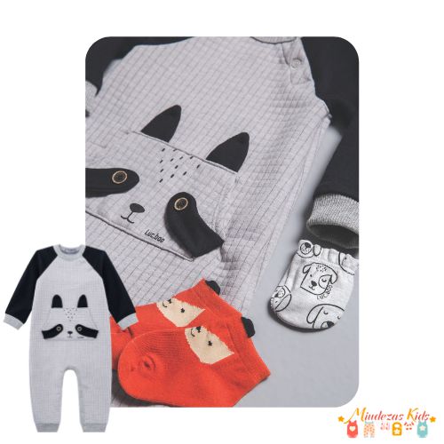 Macacao em moletom e moletom matelasse Luc.boo Baby blk24