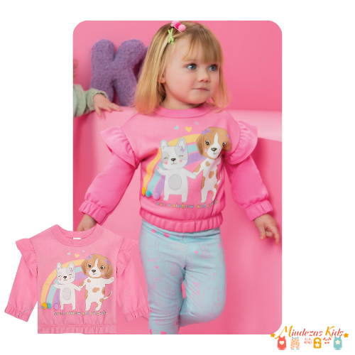 Blusão em moletom com pelúcia Kukie blk23k