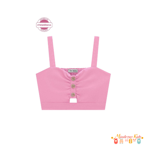 Top Cropped em Viscose Linho Vic&Vicky Trends