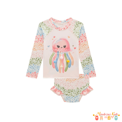 Conjunto em malha uv dry com proteção UV 50+ Infanti