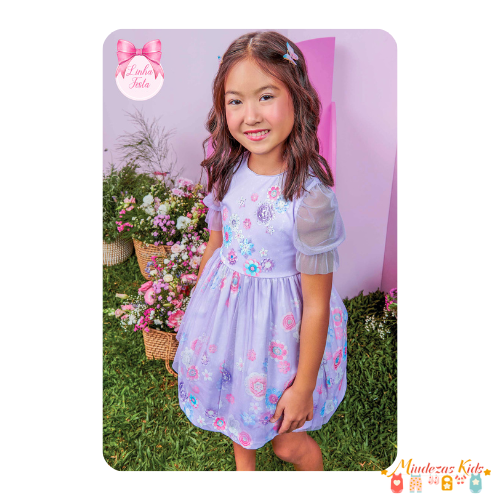 Vestido em super cetim e tule Infanti Festa