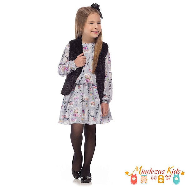 vestido manga longa com colete