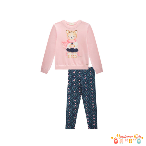 Conjunto de blusão em moletom e calça legging Infanti