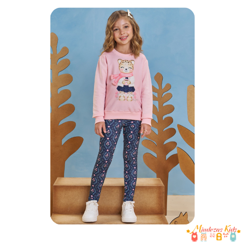Conjunto de blusão em moletom e calça legging Infanti