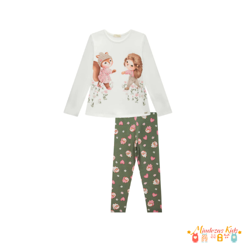 Conjunto de blusa em cotton e calça legging Infanti