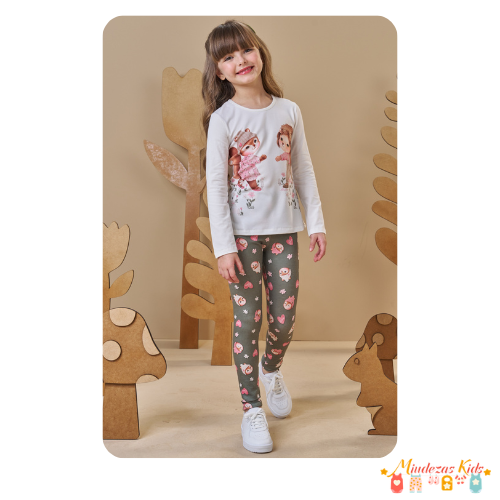 Conjunto de blusa em cotton e calça legging Infanti