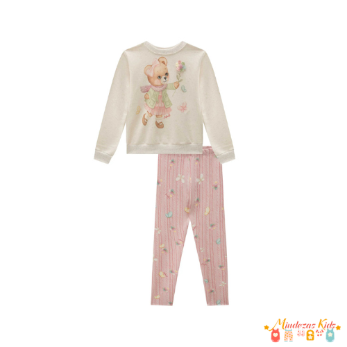 Conjunto de blusão em moletom e legging em fly tech Infanti