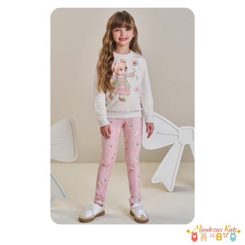 Conjunto de blusão em moletom e legging em fly tech Infanti