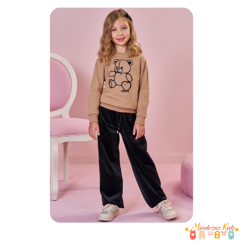 Conjunto de blusão boxy em moletom e calça wide leg Infanti