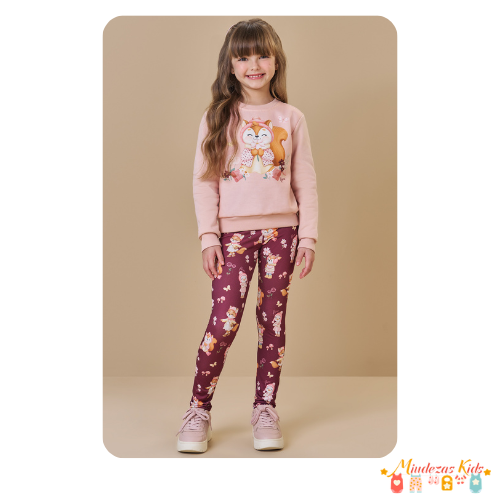 Conjunto de blusão em moletom com pelúcia e legging em termoskin peluciado Infanti