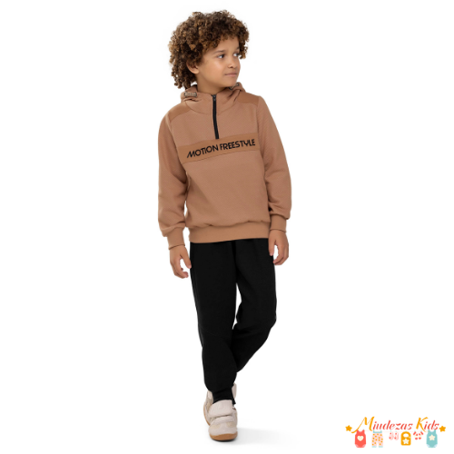 Conjunto de casaco com capuz e calça em moletom Angerô