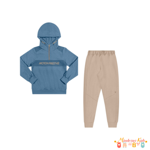 Conjunto de casaco com capuz e calça em moletom Angerô