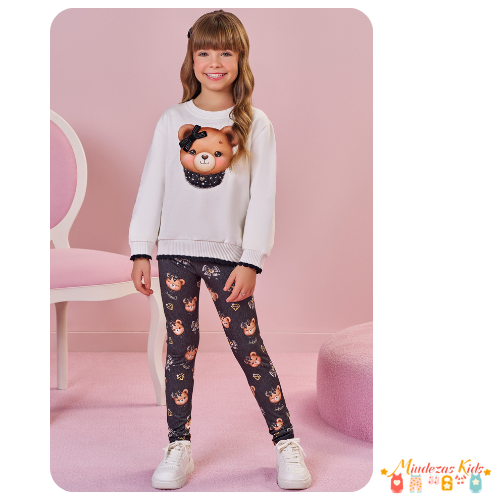 Conjunto de blusão em moletom com pelúcia e legging em termoskin peluciado Infanti