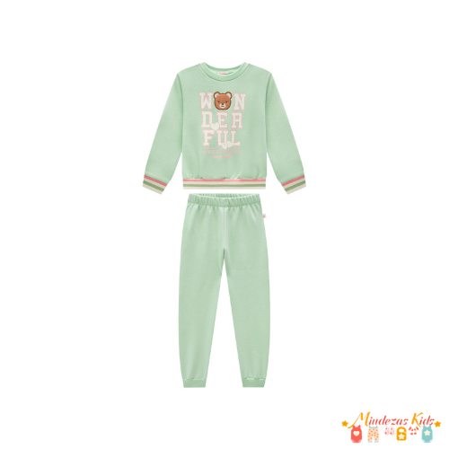 Conjunto infantil feminino de blusão e calça em moletom Somnii