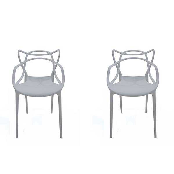 Kit 2x Cadeira Design Alegra Master Philippe Starck Cinza Claro Polipropileno Cozinhas Aviv Fratini
