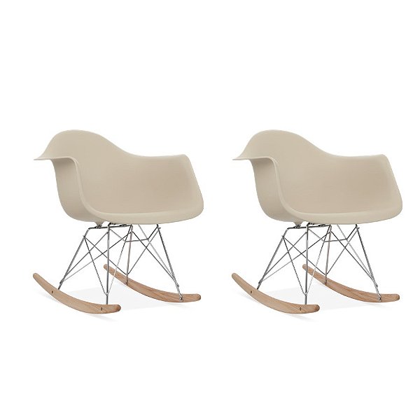 Kit 6x Cadeira Balanço Design Eames Eiffel DAR Ray Salas Florida Fendi Braços Polipropileno Fratini
