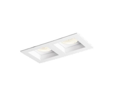 Spot Newline Iluminação Flat Duplo Embutir Retangular Metal Branco 21x13cm 2x E27 PAR20 50W IN65023BT Tetos e Gesso