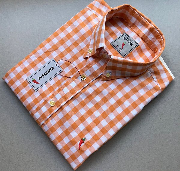 CAMISA MASC. XADREZ GIGANTE LARANJA