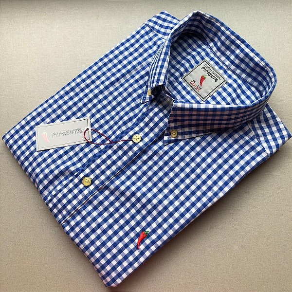 CAMISA MASC. XADREZ GRANDE AZUL ROYAL