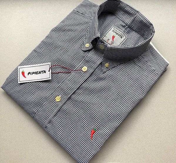 CAMISA MASC. MICRO XADREZ PRETO
