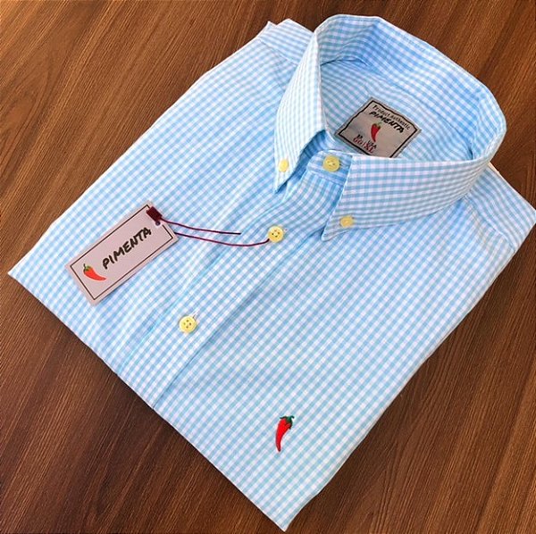CAMISA MASC. XADREZ MÉDIO AZUL CLARO