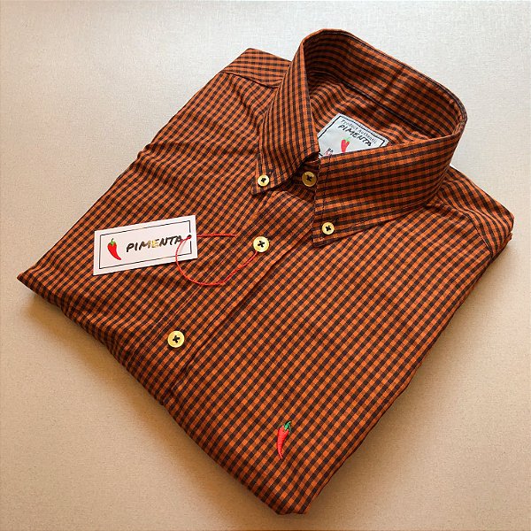 CAMISA MASC. XADREZ MÉDIO - REF: 04 CLR - LARANJA