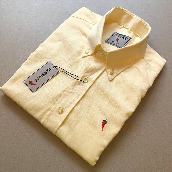 CAMISA MASC. LISA OXFORD AMARELO CLARO