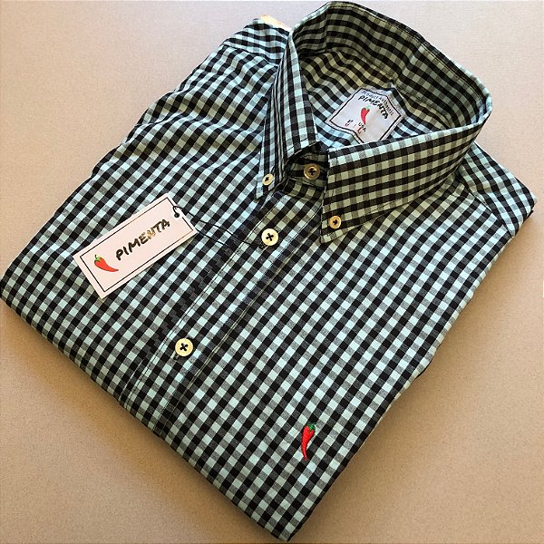 CAMISA MASC. XADREZ GRANDE - REF: 15 CLR - VERDE ÁGUA