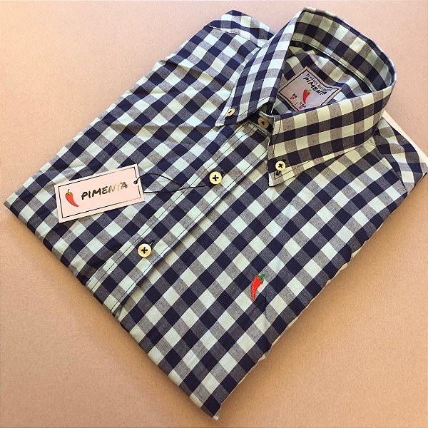 CAMISA MAS. XADREZ GIGANTE - REF: 03 CLR - VERDE ÁGUA