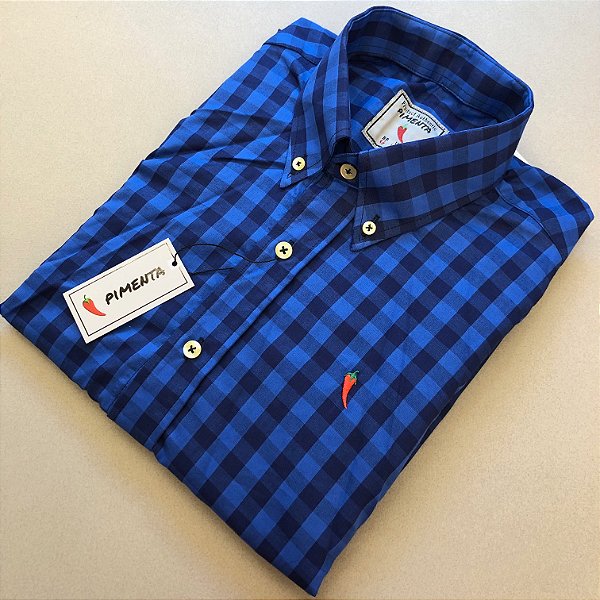 CAMISA MASC. XADREZ GIGANTE - REF: 05 CLR - AZUL ROYAL