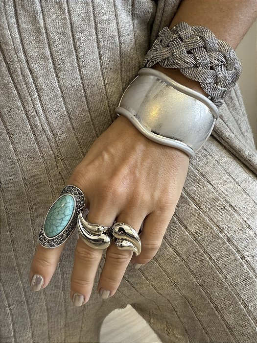 Bracelete Trança Ródio