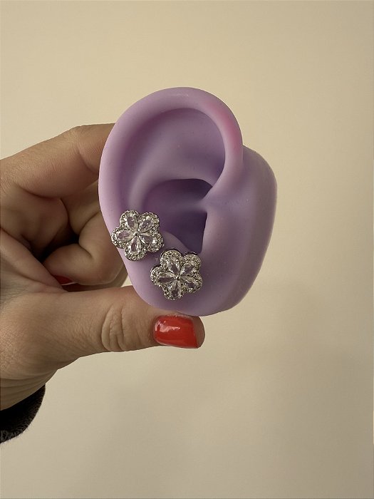 Brinco Flor Joinha Prata