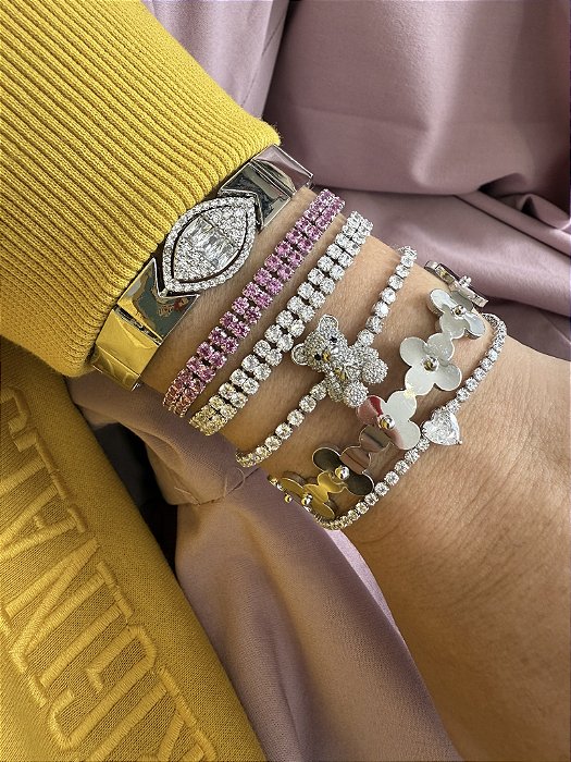 Pulseira Riviera Dupla Ródio Branco
