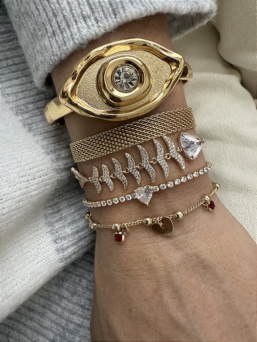 Pulseira Riviera Dourada Coração