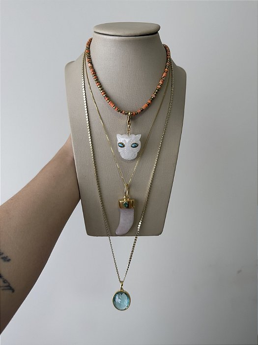 Colar Longo Pedra Azul