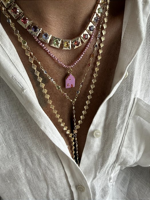 Colar Gravatinha Conchas