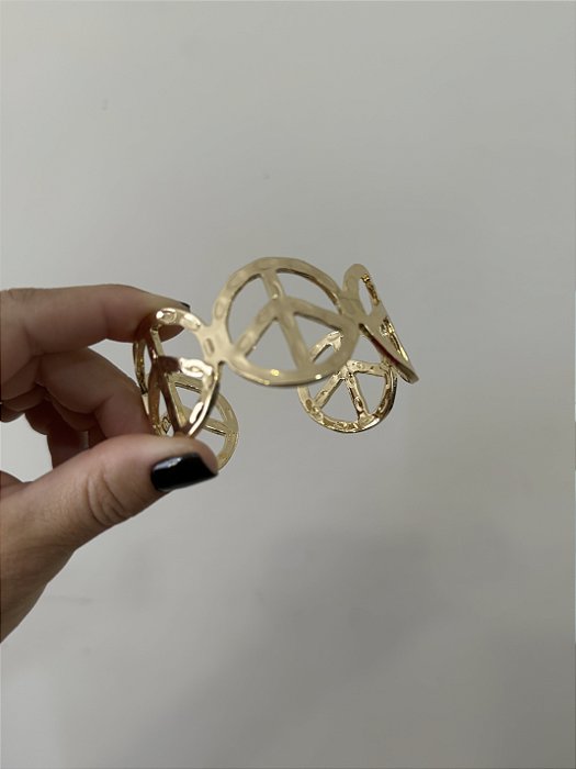 Bracelete Dourado Paz e Amor
