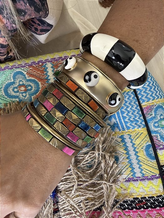 Bracelete Listrado Preto e Branco