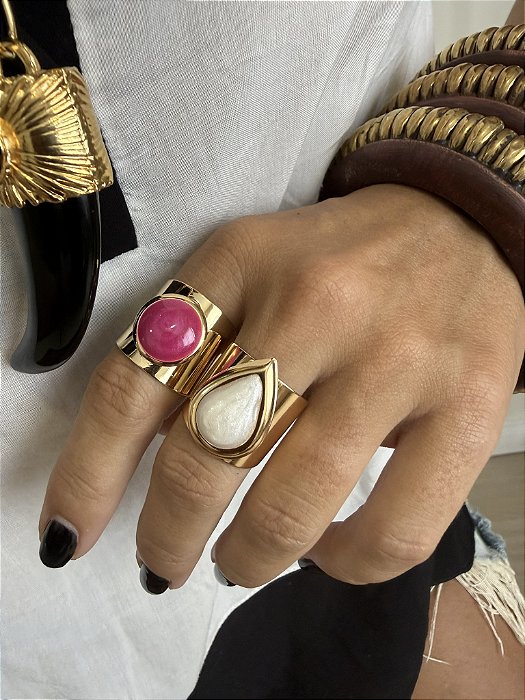 Anel Ajustável Resina Pink