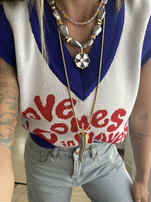 Colar Mandala Coração Preto e Branco