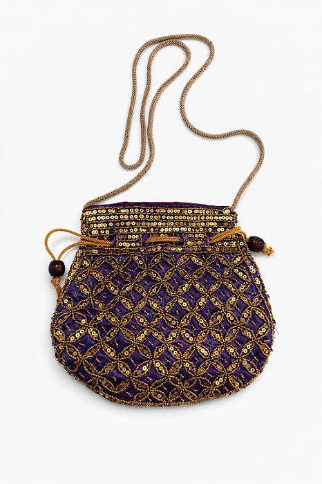 Bolsa Indiana Roxa Missangas