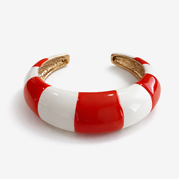 Bracelete Resinado Branco e Vermelho