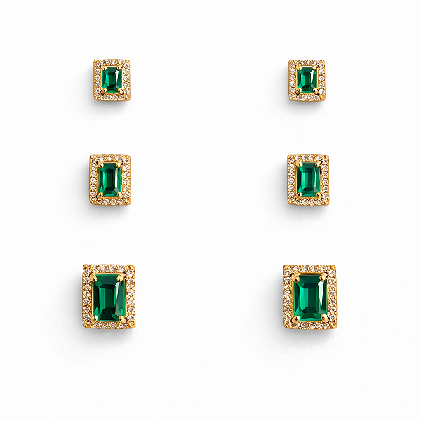 Trio de Brincos Joinha Verde