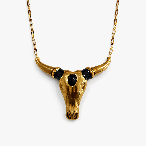 Colar Touro Dourado e Preto