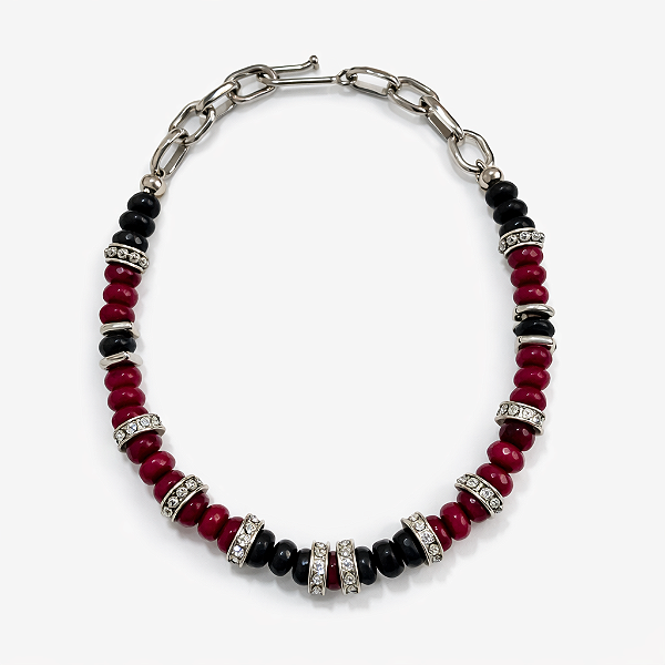 Colar Cristal Cereja e Preto