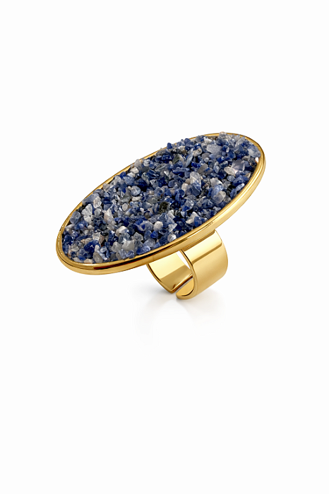 Anel Pedra Sodalita Ajustável