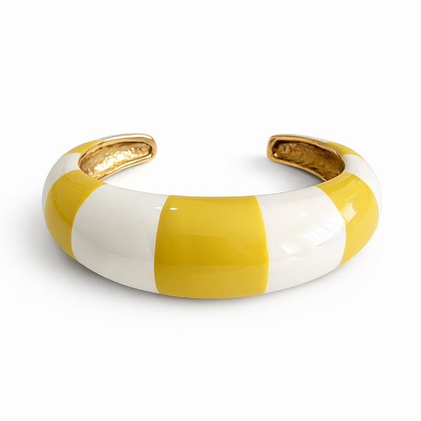 Bracelete Listrado Amarelo e Branco