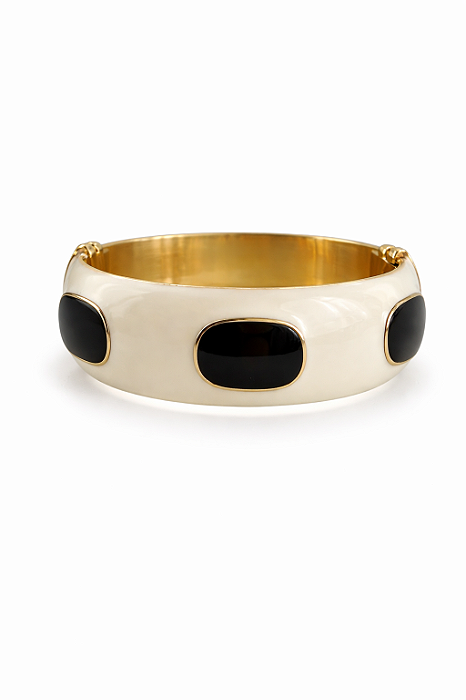 Pulseira Resina Branco e Preto